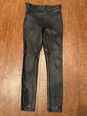 SPANX Size Large Faux Leather Leggings High Waisted